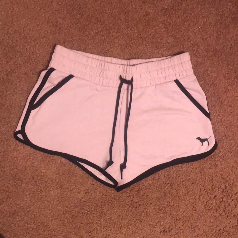 PINK Victoria's Secret Light Pink Shorts with Black Trim